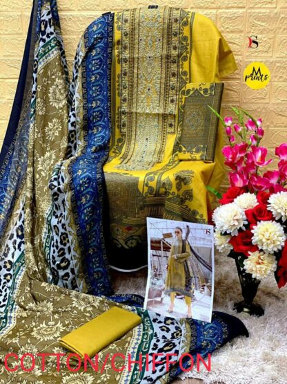 DEEPSY MARIAB MPRINT LAWN 22 4 YELLOW PAKISTANI SUIT FOR WOMEN