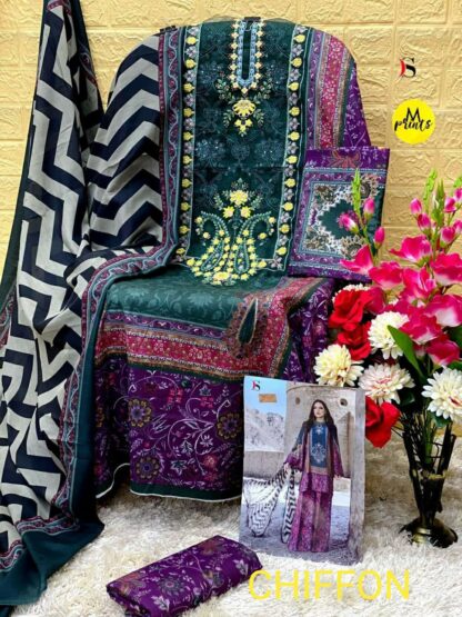 DEEPSY MARIAB MPRINT LAWN 22 4 GREEN PURPLE PAKISTANI SUIT