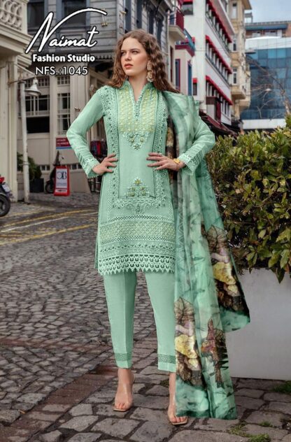 NAIMAT FASHION STUDIO NFS 1045 BERRY GREEN PAKISTANI KURTI FOR WOMEN