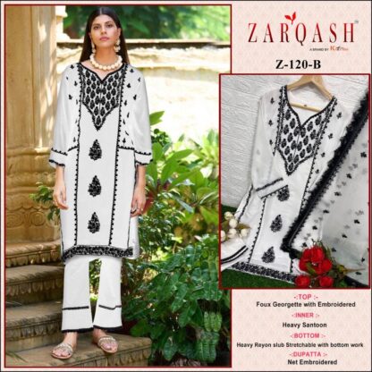 ZARQASH Z 120 B WHITE PAKISTANI KURTI AT BEST PRICE