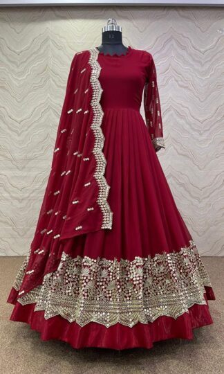 THE LIBAS COLLECTION DHK 1124 MAROON PARTY WEAR GOWN FOR WOMENTHE LIBAS COLLECTION DHK 1124 MAROON PARTY WEAR GOWN FOR WOMEN