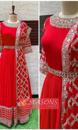 THE LIBAS COLLECTION RED ANARKALI GOWN AT BEST PRICETHE LIBAS COLLECTION RED ANARKALI GOWN AT BEST PRICE