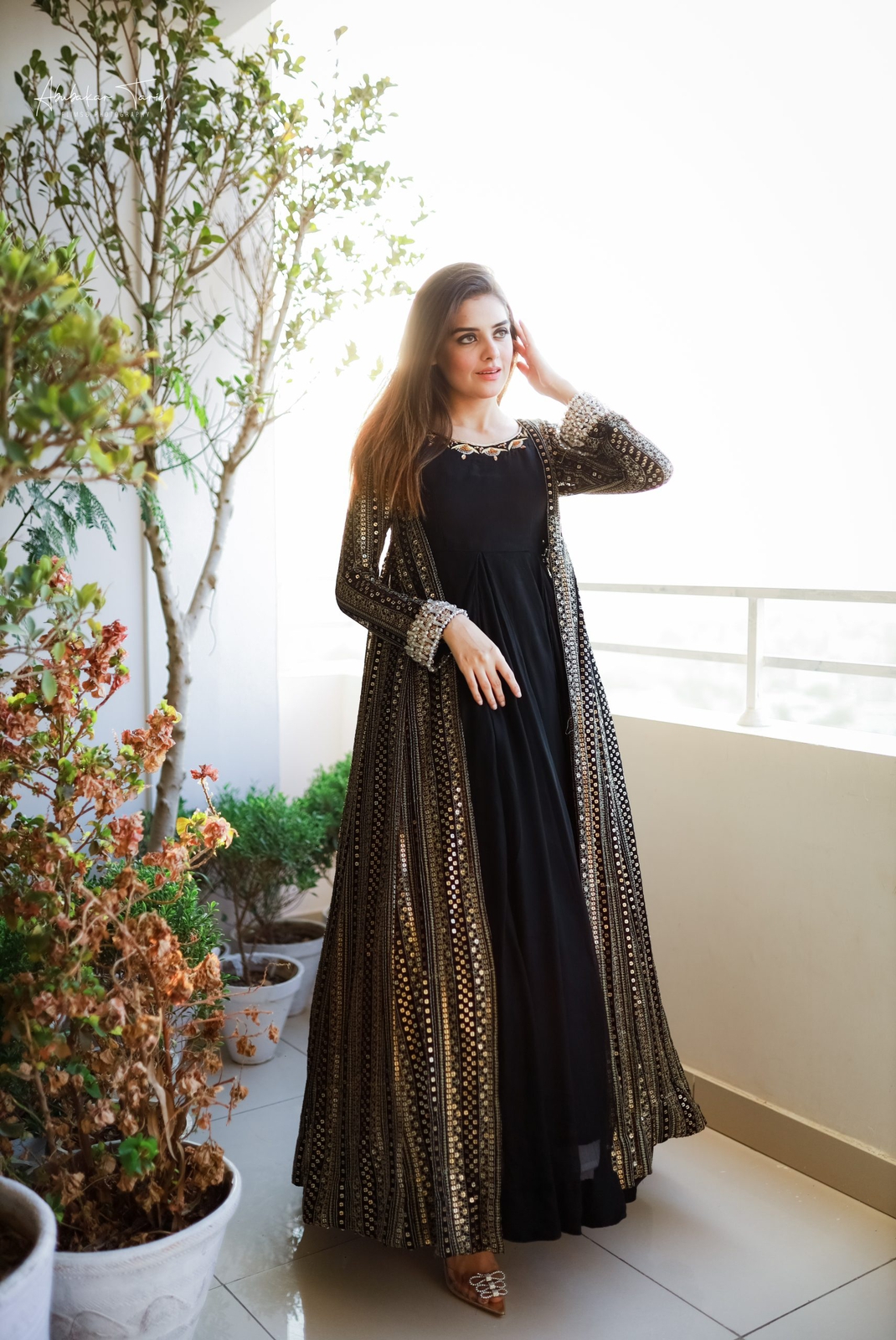 Buy Black Georgette Inner Gown Boat Embellished For Women by Ariyana  Couture Online at Aza Fashions.
