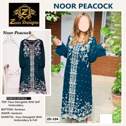 ZEEN DESIGNS ZD 104 NOOR PEACOCK PAKISTANI SUITS ONLINE SHOPPING