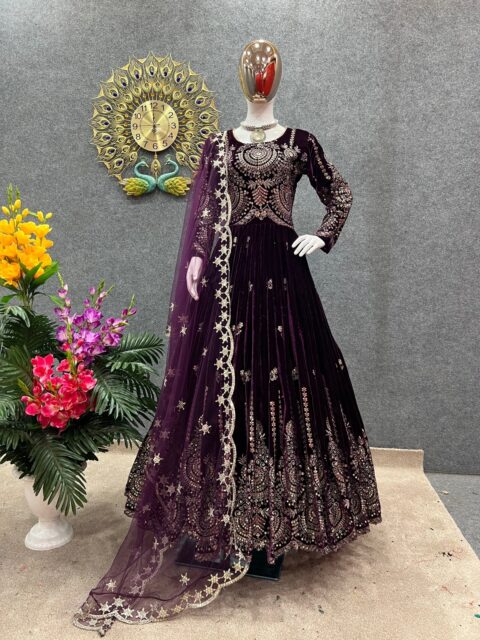 THE LIBAS COLLECTION PURPLE PARTY WEAR GOWN AT BEST PRICE