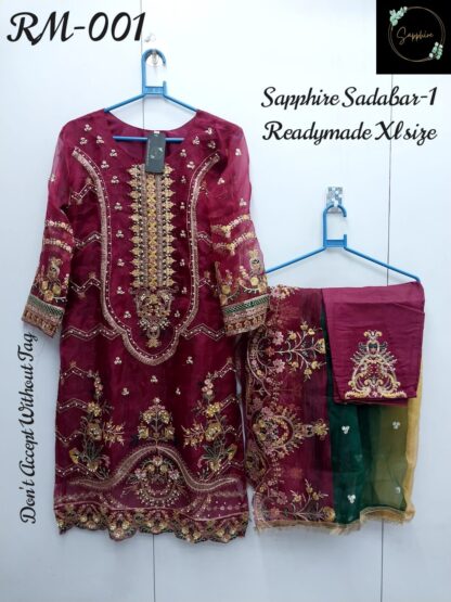 SAPPHIRE RM 001 MAROON SADABAHAR 1 READYMADE PAKISTANI KURTI