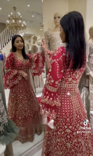 THE LIBAS COLLECTION RED GOWN EMBROIDERY WORK WITH DIAMONDSTHE LIBAS COLLECTION RED GOWN EMBROIDERY WORK WITH DIAMONDS