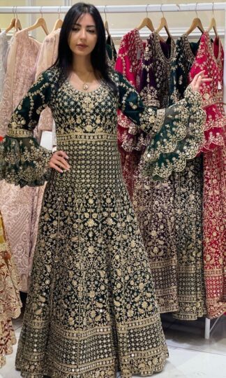 THE LIBAS COLLECTION GREEN GOWN EMBROIDERY WORK ONLINETHE LIBAS COLLECTION GREEN GOWN EMBROIDERY WORK ONLINE