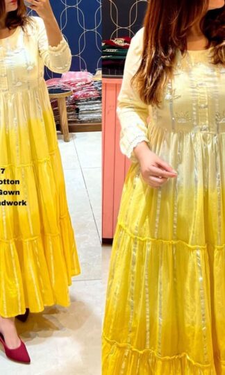 THE LIBAS COLLECTION YELLOW COTTON LUREX GOWN ONLINETHE LIBAS COLLECTION YELLOW COTTON LUREX GOWN ONLINE