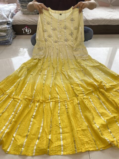 THE LIBAS COLLECTION YELLOW COTTON LUREX GOWN ONLINE
