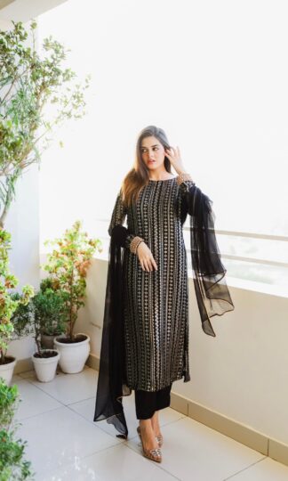 THE LIBAS COLLECTION BLACK HEAVY PURE FAUX GEORGETTE SUITSTHE LIBAS COLLECTION BLACK HEAVY PURE FAUX GEORGETTE SUITS