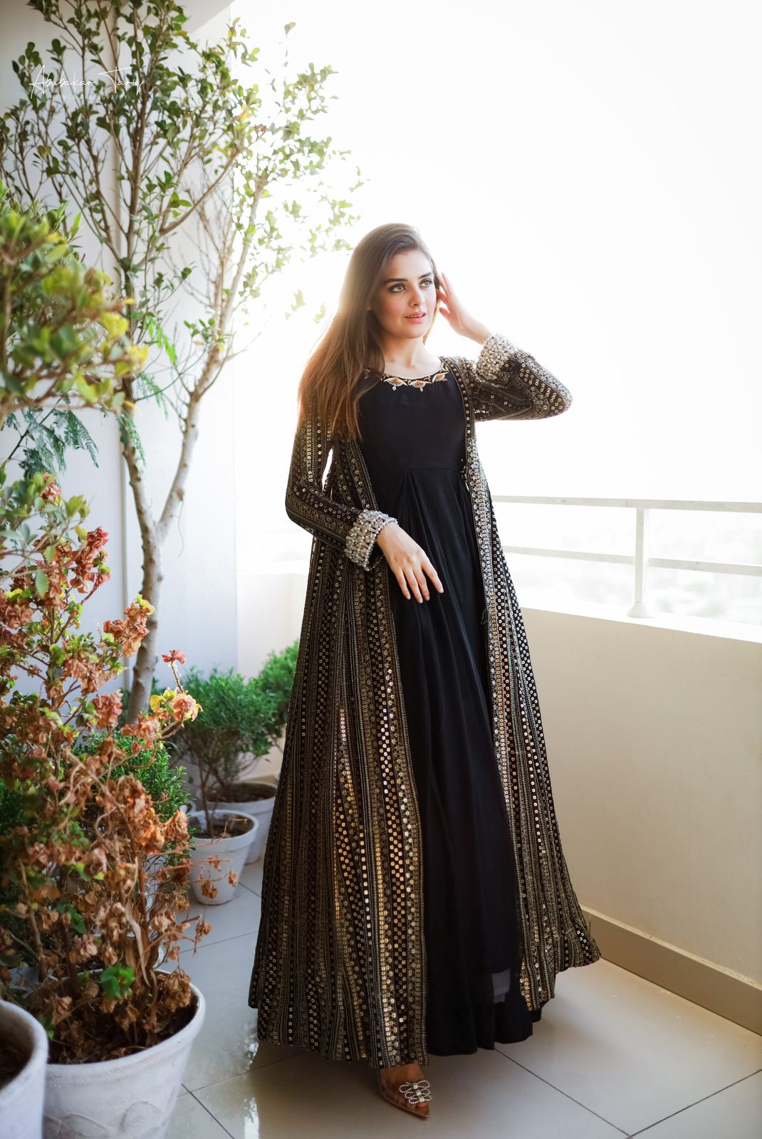 Beautiful Black cocktail Stylish Party Long Gown DRY WASH