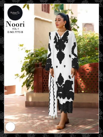 Mehbbob Tex 7773 B White Noori vol 1 Pakistani Kurti Designer