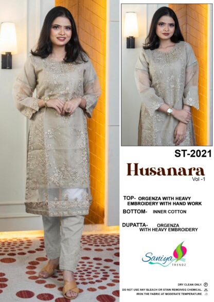 SANIYA TRENDZ ST 2021 HUSANARA VOL 1 PAKISTANI SUITS MANUFACTURER