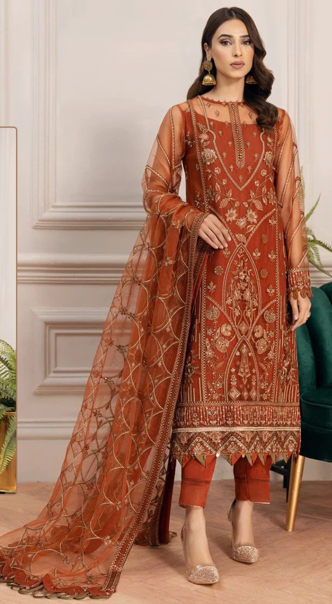 Embroidered Chiffon Exclusive Salwar Kameez - Pakistani Dress - C1043C |  Fabricoz USA