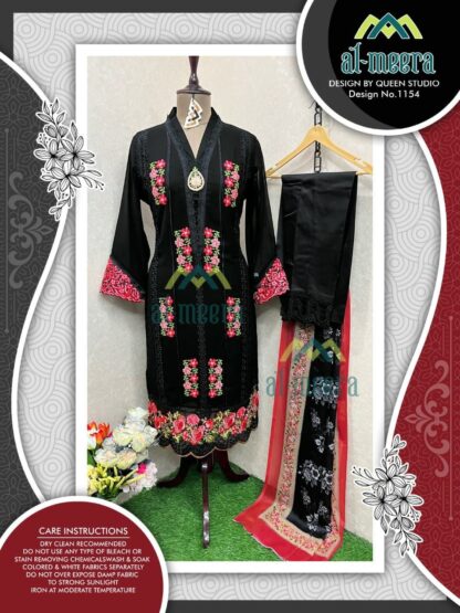 AL MEERA 1154 BLACK PAKISTANI KURTI DESIGNER