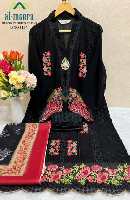 AL MEERA 1154 BLACK PAKISTANI KURTI DESIGNER