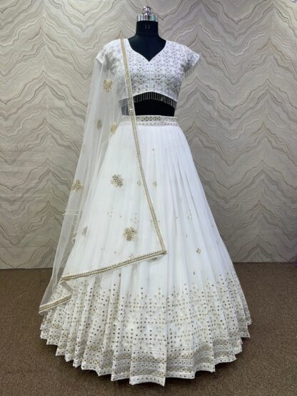 DHK FASHION DHK 1137 WHITE PARTY WEAR LAHENGA CHOLI