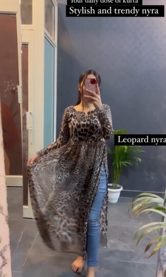 THE LIBAS COLLECTION GEORGETTE LEOPARD TRENDY NYRA STYLE KURTATHE LIBAS COLLECTION GEORGETTE LEOPARD TRENDY NYRA STYLE KURTA