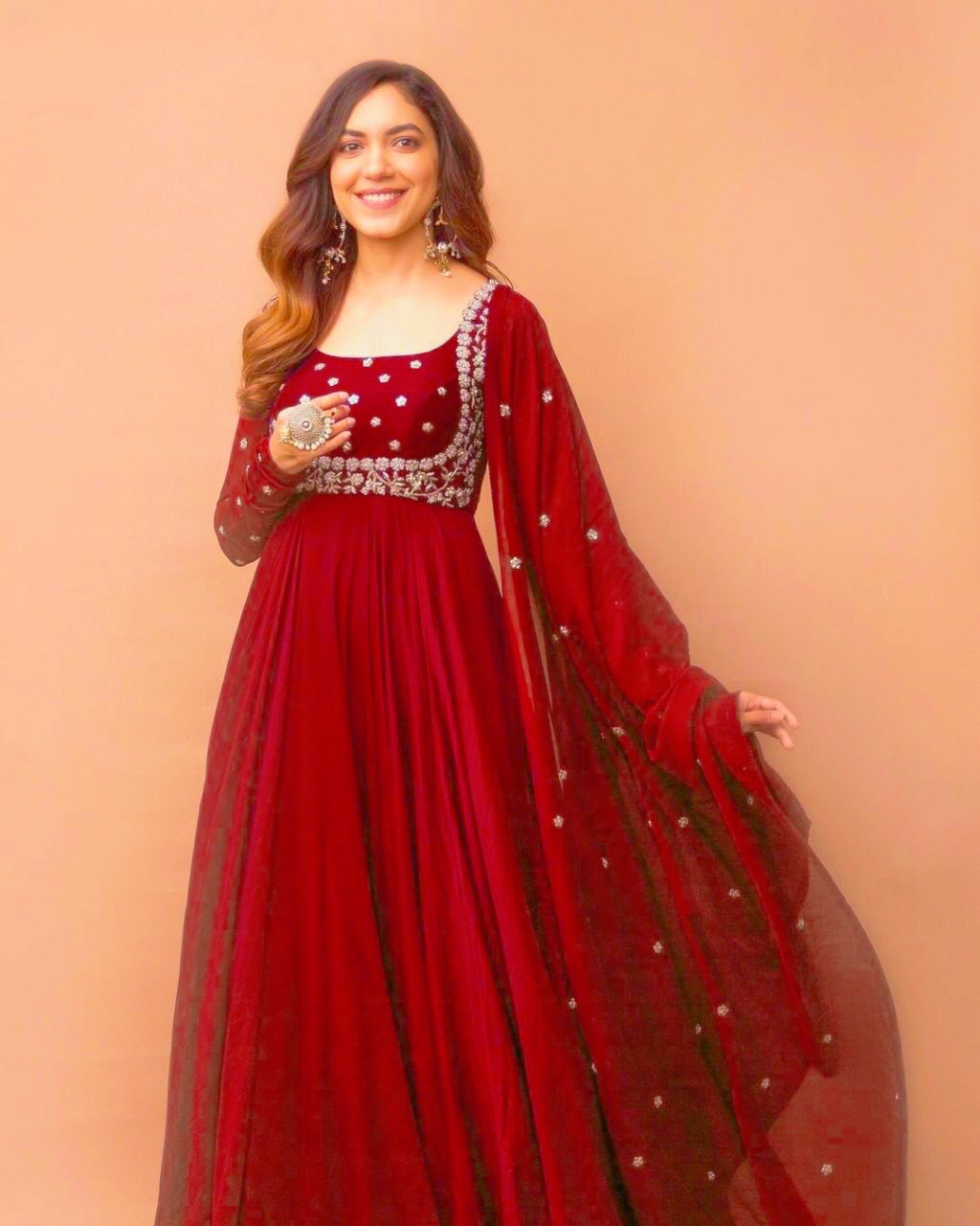 Embroidered Red Designer Heavy Georgette With Embroidery Full Stitched Gown,  Party wear at Rs 1299 in Surat
