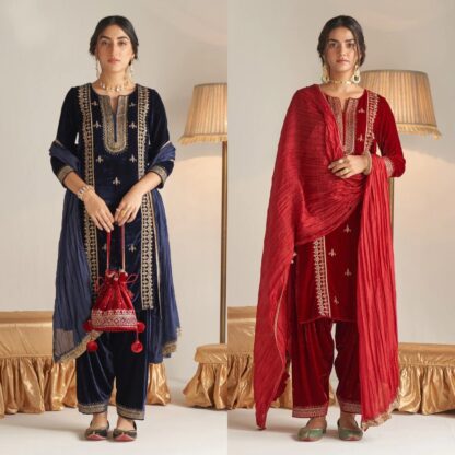 THE LIBAS COLLECTION RED VELVET DESIGNER SUITS ONLINE