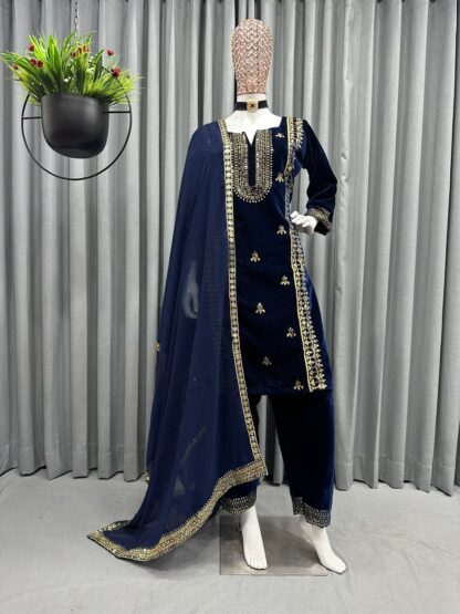 THE LIBAS COLLECTION BLUE VELVET DESIGNER SUITS WITH PRICE