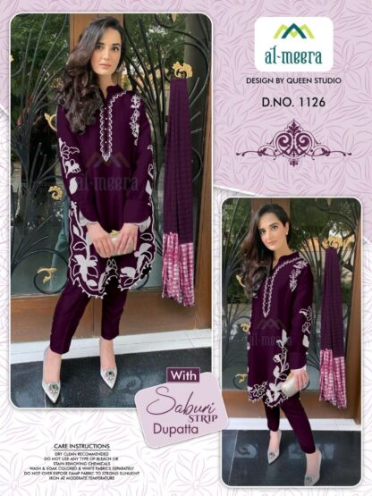 AL MEERA 1126 PURPLE PAKISTANI KURTI COLLECTION ONLINE