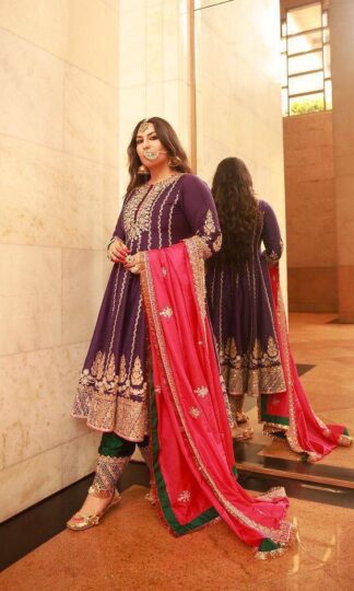 THE LIBAS COLLECTION PURPLE EMBROIDERED ANARKALI GOWNTHE LIBAS COLLECTION PURPLE EMBROIDERED ANARKALI GOWN