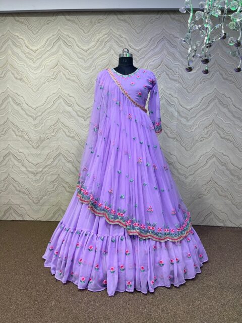THE LIBAS COLLECTION LIGHT PURPLE FANCY WORK GOWN