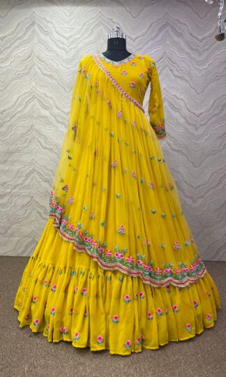 THE LIBAS COLLECTION YELLOW FANCY WORK GOWN ONLINETHE LIBAS COLLECTION YELLOW FANCY WORK GOWN ONLINE