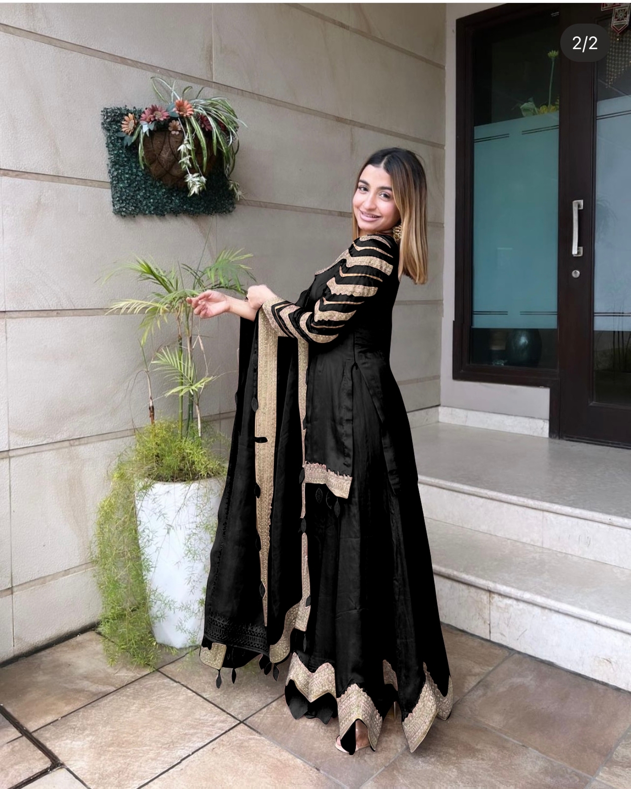 Breathtaking black partywear anarkali suit online which is crafted from  georgette fabric with ex… | Simple black dress, Indian dresses online, Black  pakistani dress