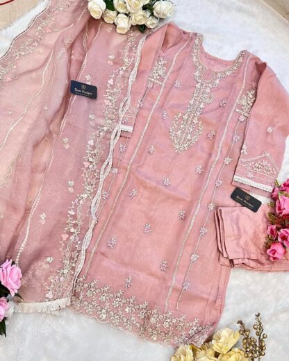 ZIAAZ DESIGNS PASTEL PINK SEMI STITCHED PAKISTANI KURTI AT BEST PRICE