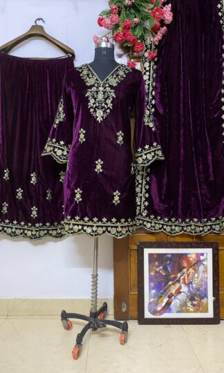 VRINDAVAN FASHION PURPLE PARTY WEAR PLAZZO SETVRINDAVAN FASHION PURPLE PARTY WEAR PLAZZO SET