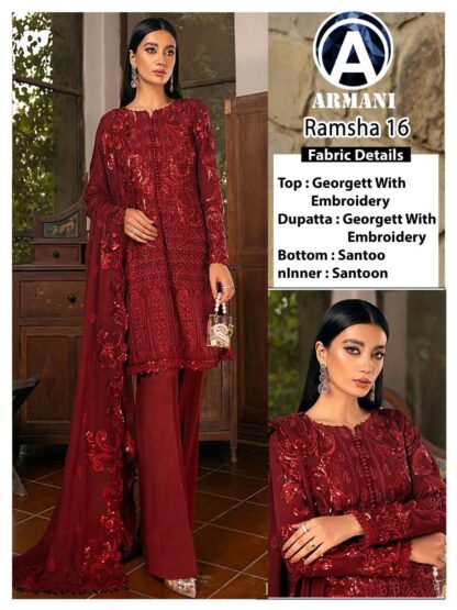 ARMANI RIMSHA 16 FESTIVE PAKISTABI SUITS MANUFACTURER