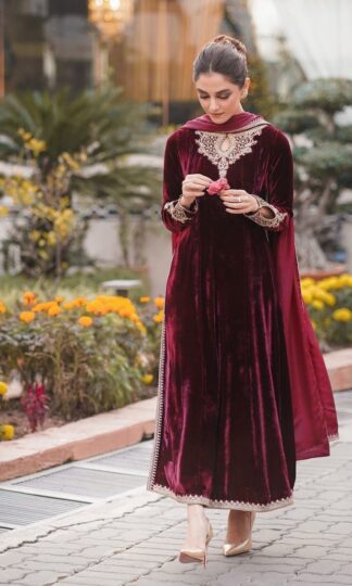 VRINDAVAN FASHION LC 929 MAROON VELVET KURTA PLAZZO FOR LADIESVRINDAVAN FASHION LC 929 MAROON VELVET KURTA PLAZZO FOR LADIES