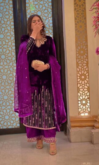 VRINDAVAN FASHION LC 908 EMBROIDERED &  HEAVY VELVET PLAZZOVRINDAVAN FASHION LC 908 EMBROIDERED & HEAVY VELVET PLAZZO