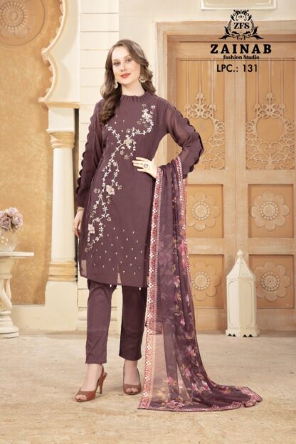 ZAINAB FASHION LPC 131 BURNT MAROON PAKISTANI KURTI WHOLESALER