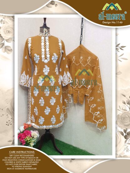 AL MEERA 1146 MUSTARD READYMEDE PAKISTANI KURTI AT BEST PRICE