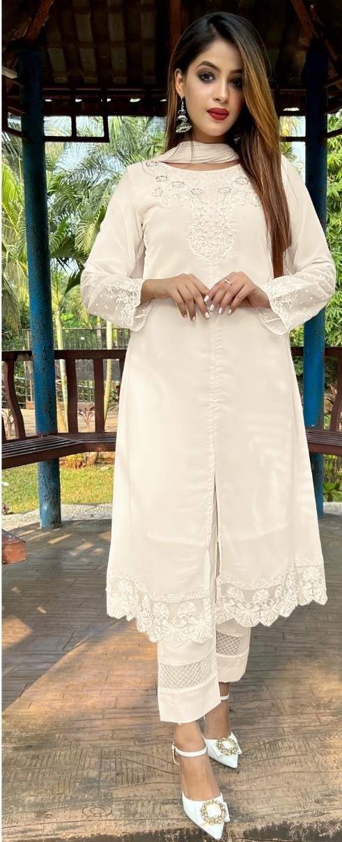White Women's Rayon Kurta Kurti with Palazzo Set Indian Pakistani Dress |  eBay