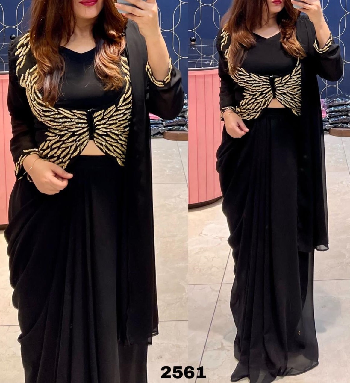 Buy Black & Burgundy Suryavanshi Tiered Dress With Jacket Online - RI.Ritu  Kumar India Store View
