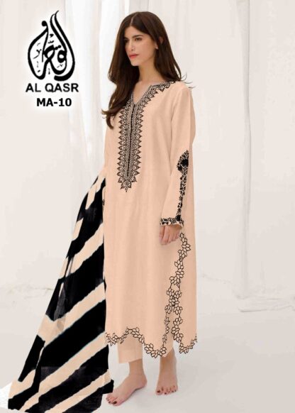 AL QASR MA 10 CREAM READYMADE PAKISTANI KURTI AT BEST PRICE