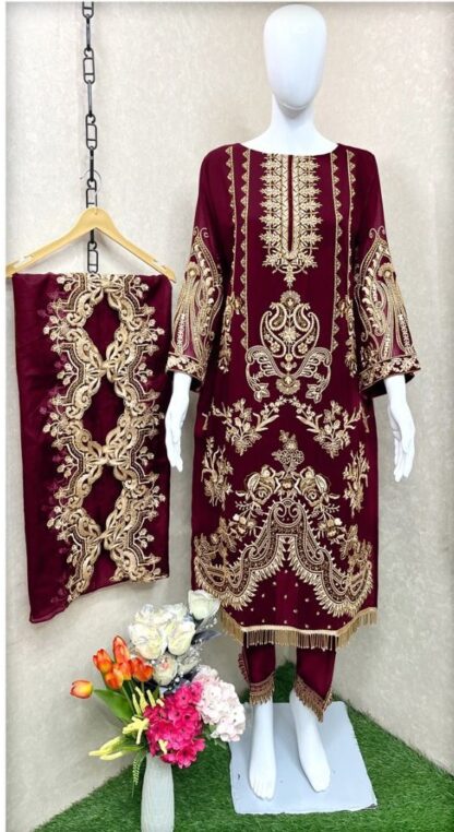 AL MEERA 1156 MAROON PAKISTANI KURTIS ONLIE SHOPPING