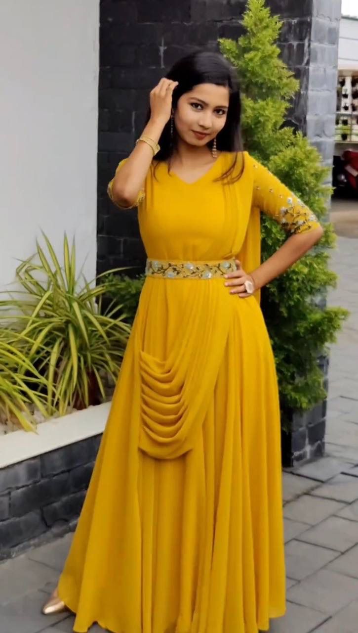 Buy Light Yellow Color Sewn Long Anarkali Gown Suits Indian Pakistani  Reception Party Wear Heavy Embroidery Work Beautiful Women Shalwar Kameez  Online in India - Etsy