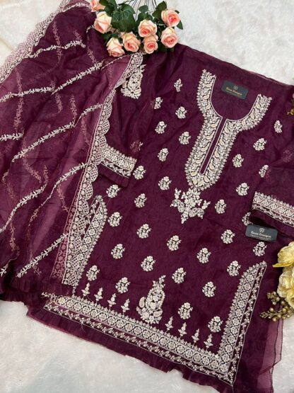 ZIAAZ DESIGNER 140 MAROON PAKISTANI SUITS ONLINE