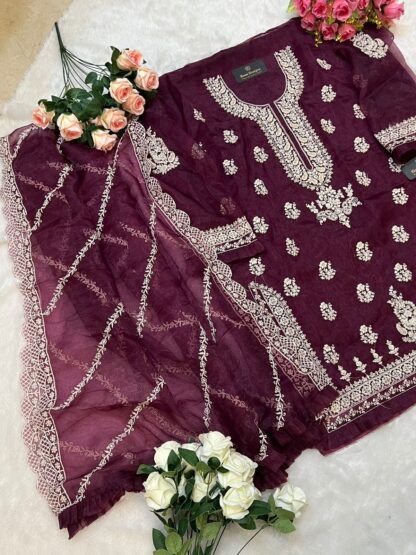 ZIAAZ DESIGNER 140 MAROON PAKISTANI SUITS ONLINE