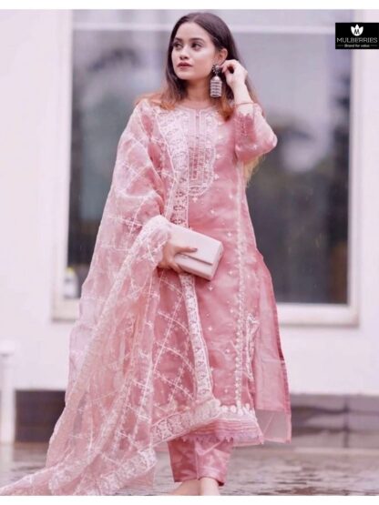 MULBERRIES DESIGNS PASTEL PINK WEDDING PAKISTANI SUITS ONLINE