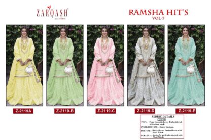 ZARQASH Z 2119 A RAMSHA HITS VOL 7 PAKISTANI SUITS AT BEST PRICE