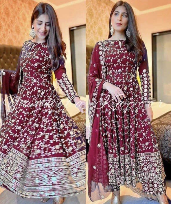THE LIBAS COLLECTION MAROON PARTY WEAR GOWN ONLINE - The Libas Collection -  Ethnic Wear For Women | Pakistani Wear For Women | Clothing at Affordable  Prices