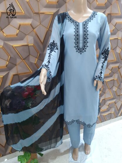 AL QASR MA 10 LIGHT GREY PAKISTANI KURTI LATEST COLLECTION