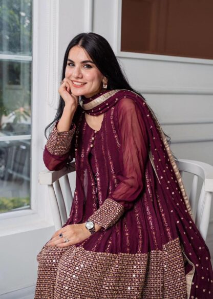 THE LIBAS COLLECTION WINE RICH COMBINATION SALWAR SUITS ONLINE